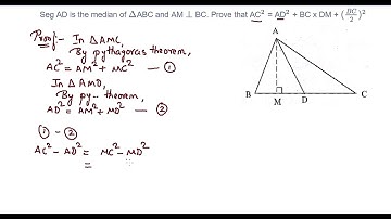 104: Similarity: Seg AD is the median of △ABC and AM ⟘BC. Prove that :AC^2 =  AD^2 + BC...