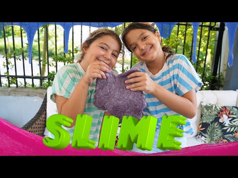 Masal and Öykü make a giant multi-colored slime