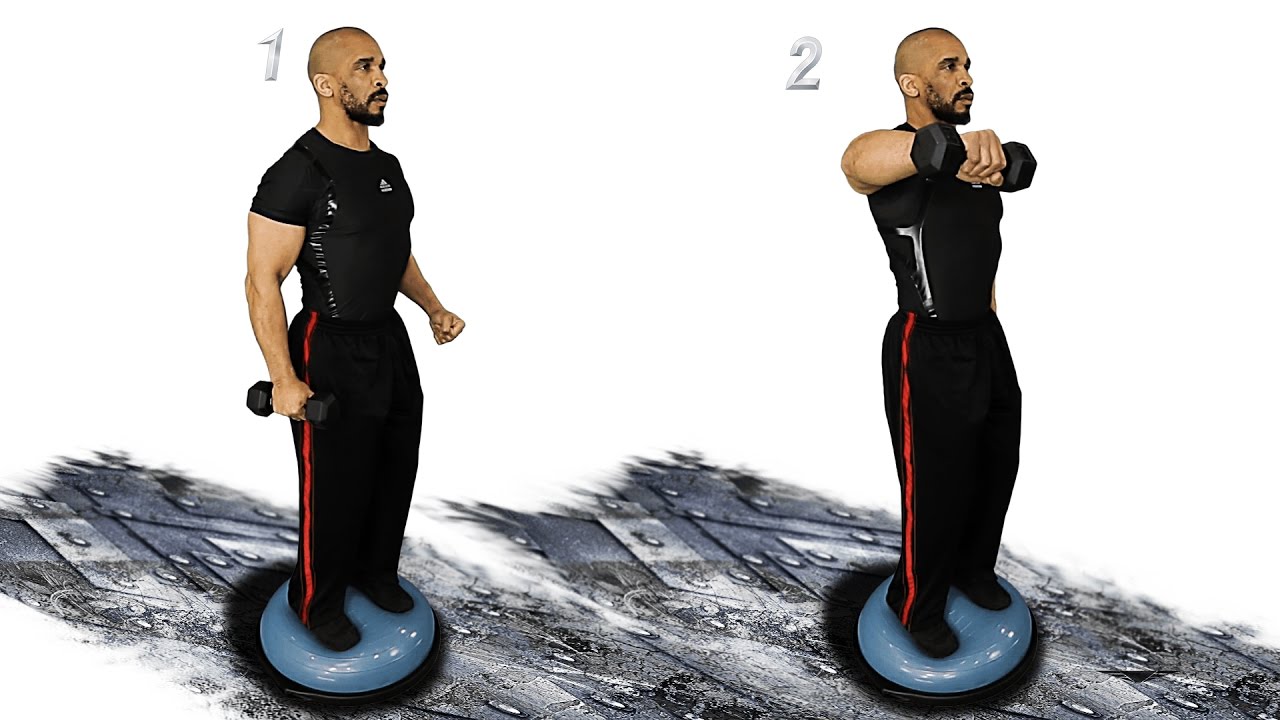 Shoulders Lateral Raise 3 Dumbbell Bosu Ball FSD - YouTube