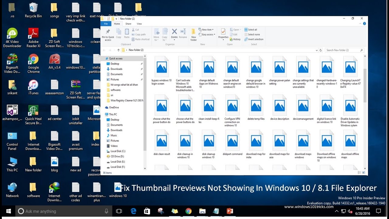 Fix Thumbnail Previews Not Showing In Windows 10 / 8.1 File Explorer