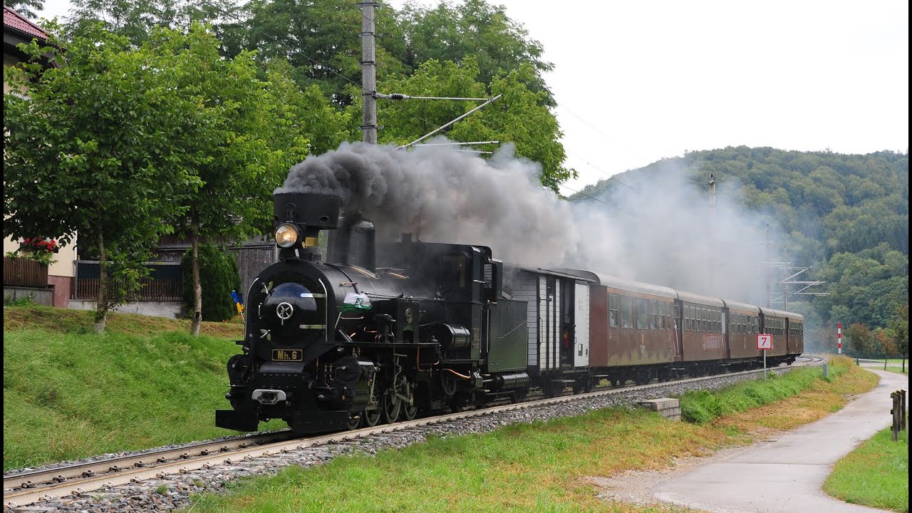 Mariazellerbahn Mh.6 NÖVOG (ehemalig ÖBB 399.06) von St. Pölten nach Mariazell am 12. 9. 2021
