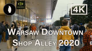 【4K】Warsaw Rainy Walk Downtown - Shop Alley | Warszawa Spacer Śródmieście (Binaural ASMR Sound)