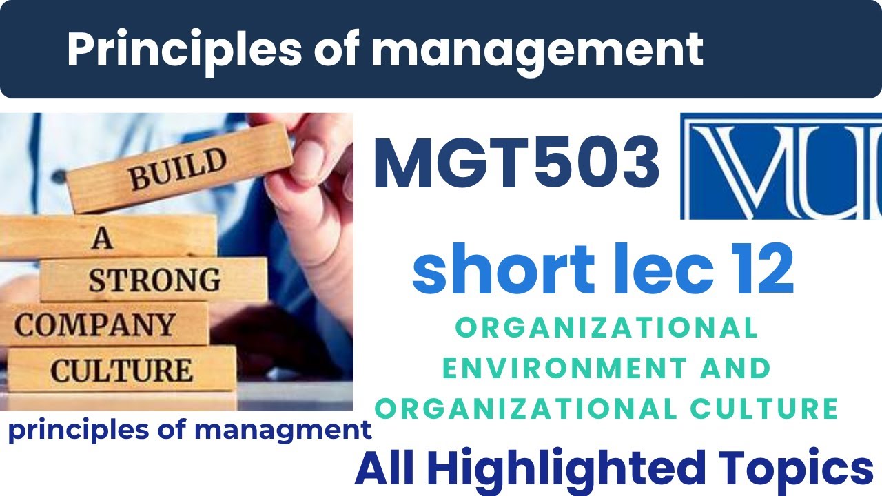 Mgt503 short lecture 12 | Organizational Environment & Culture ...