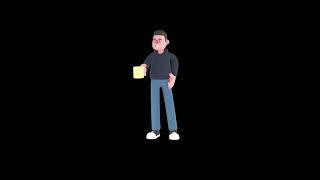 3D Cartoon Programmer Turntable | Happy Coffee Mug Pose screenshot 4