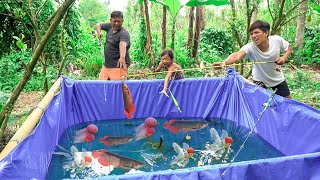 MANCING IKAN DI KOLAM PLASTIK YANG ADA DI HUTAN, SERU BANGET