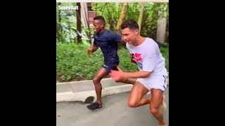 Cristiano Ronaldo is running with Jose Semedo