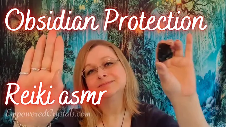 Reiki for Protection. Asmr Black obsidian crystal healing. Slow Motion