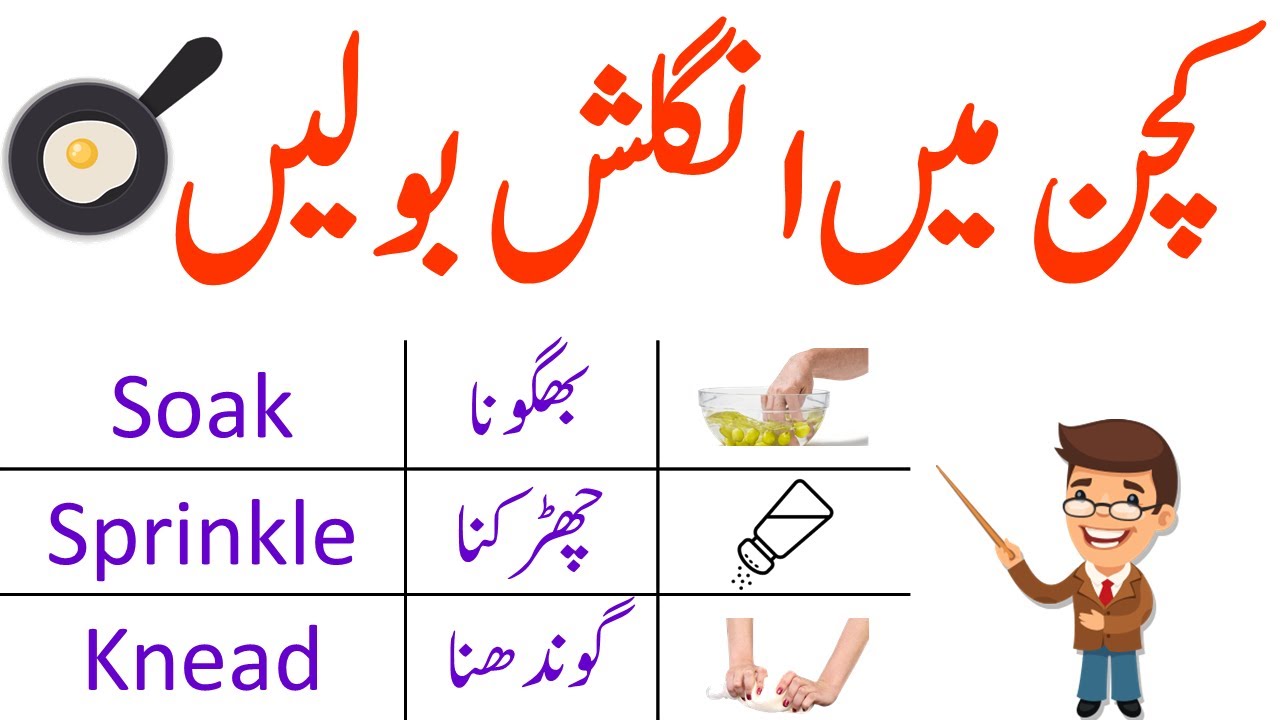 English Vocabulary for Kitchen with Urdu Meanings  English vocabulary,  English vocabulary words learning, English vocabulary words