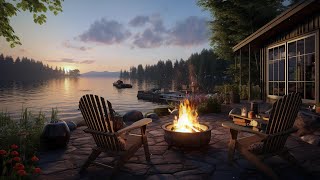 Crackling Fireplace by the Lakeside Forest Scene | Fire Sounds for Deep Relaxation and Stress Relief