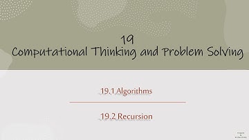 19 Computational Thinking and Problem Solving | Overview