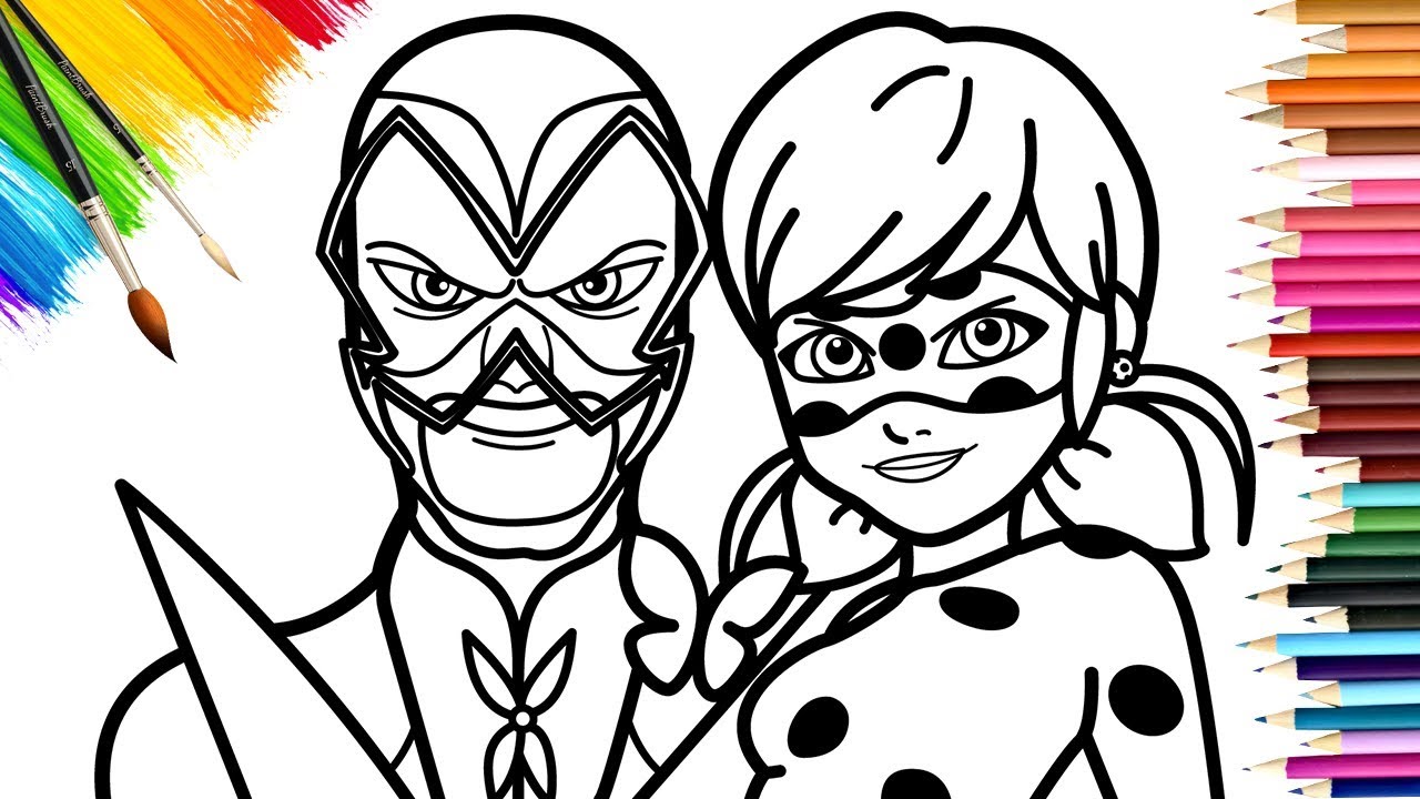 Miraculous Ladybug And Hawk Moth Coloring Pages Youtube