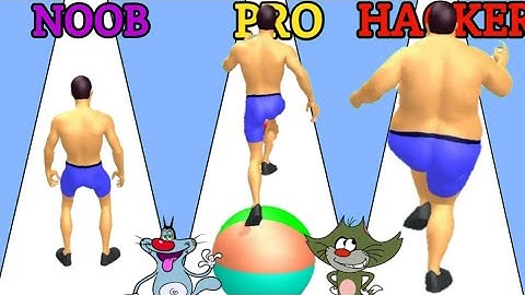 Noob vs Pro vs Hacker Muscle run 3d with oggy and jack||oggy game