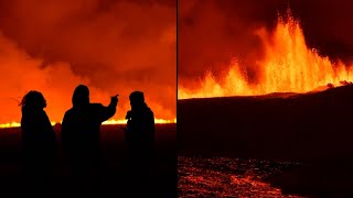 Tourists Marvel at Volcano Eruption in Iceland