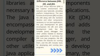 Difference between JVM, JRE, and JDK. #jdk #jre #jvm #java #shorts
