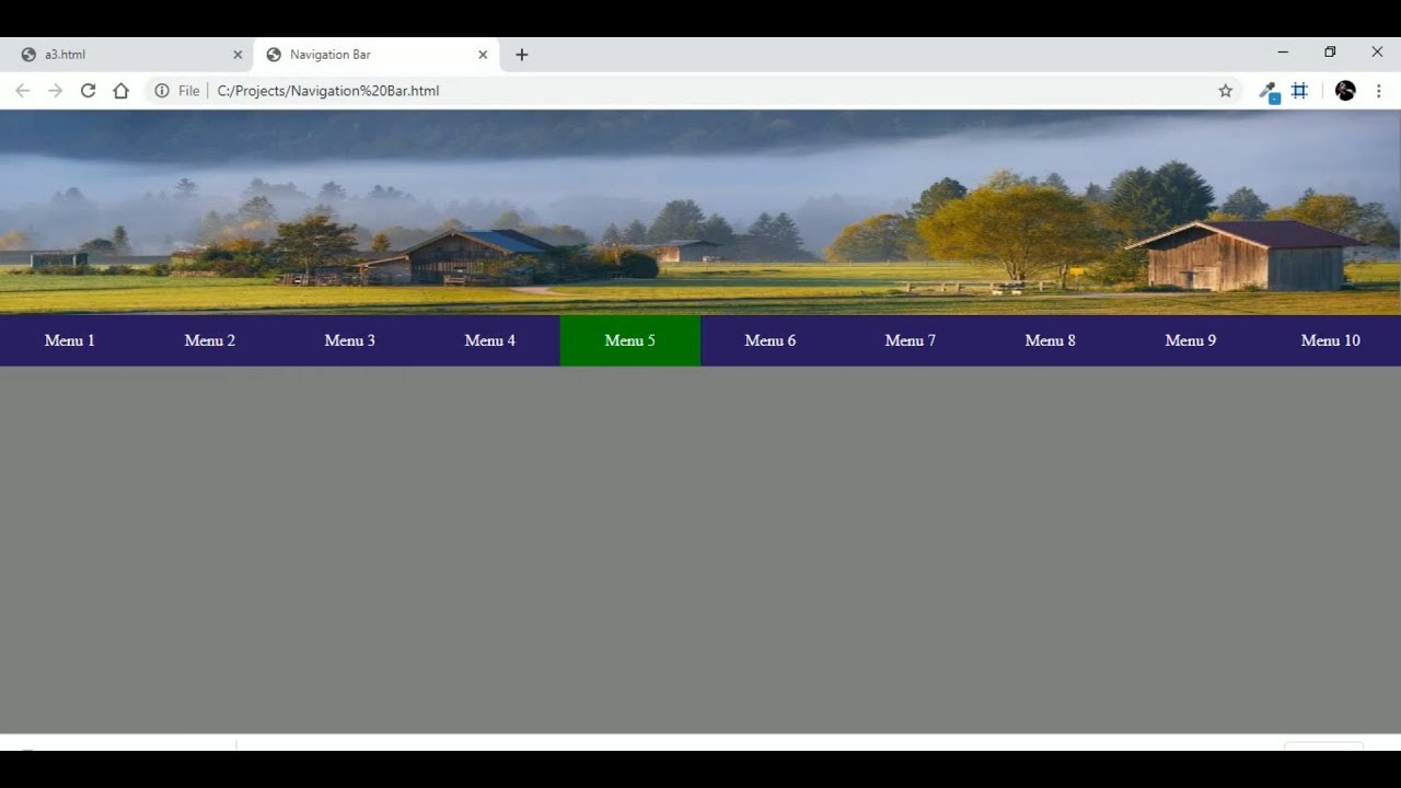 Simple Navigation Bar using HTML and CSS only. - YouTube