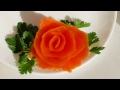 Украшение из моркови.  Как сделать розу. how to make a rose out of a carrot.