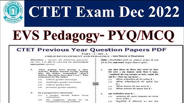 06:00 PM- CTET 2022 EVS MCQs Class | CTET EVS PYQs MCQ Exam Class | CTET EVS Exam 2022-23 Revision