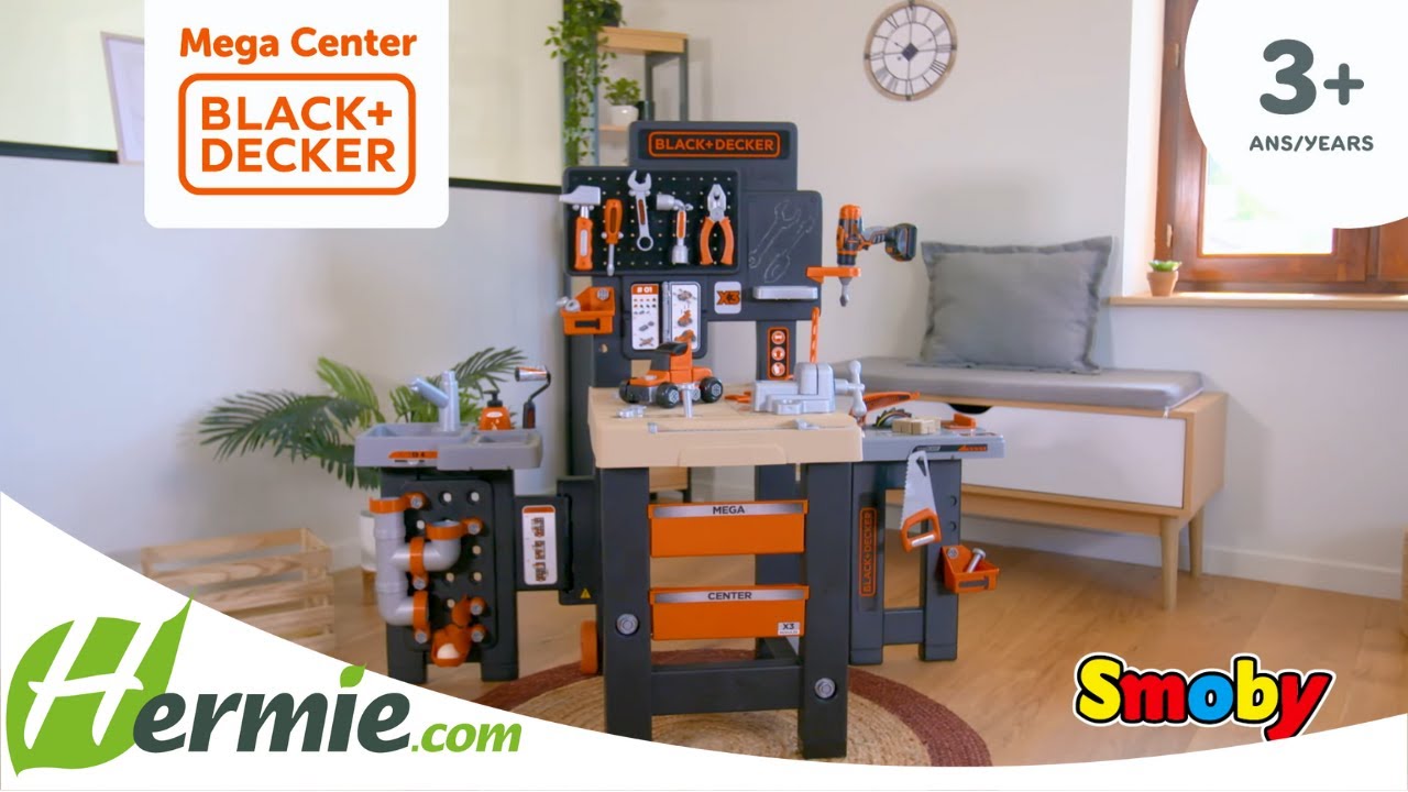  Smoby Black and Decker Kids Builder Workbench Pretend Play Toy  Workbench with Tools : Video Games