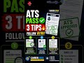 🚨 Resume ATS Pass Avvalante Ee 3 Tips Follow Avvu!#ATSResume #ResumeTips #CareerEdge #Freshers #Jobs