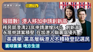 【堅離地政經】報錯數!  移民部澄清港人移加申請激增84%學簽兩年翻3.7倍惟積壓永久居留申請案逾八千港人組織聯署呼籲優先處理。英市長選舉黨高層稱港人不積極登記選民 (馮智政 x Kobe )