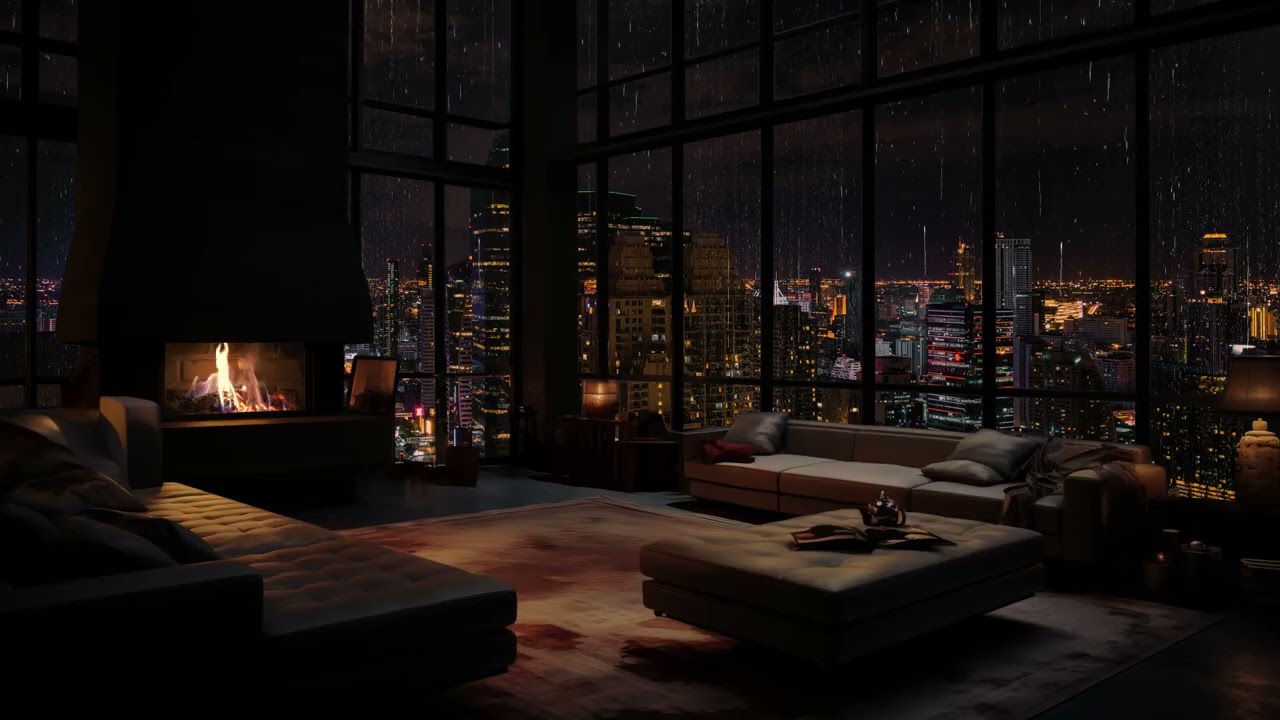 Kaminfeuer & Regen: Ein erstklassiges Schlaferlebnis in einem urbanen Hochhaus-Refugium 🌃🌧️🔥