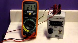 Metritape sensor resister box and Extech digital multimeter.