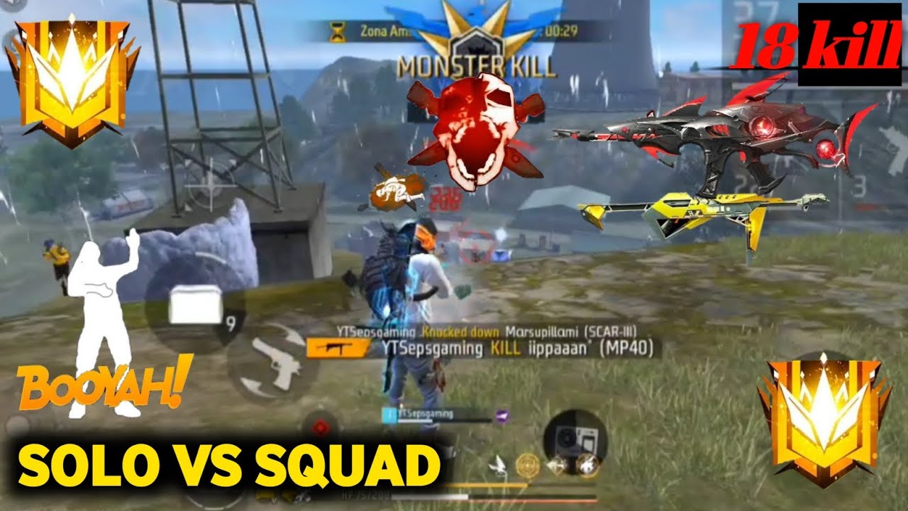 18 Kill - SOLO VS SQUAD GAMEPLAY FREE FIRE MAX - YouTube
