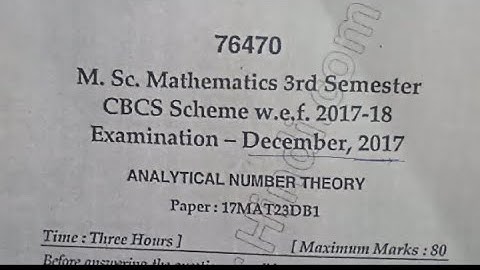 part 2 previous year solved maths question paper December 2017  Analytical number theory msc 3rd sem