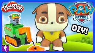 paw patrol play doh rubble build rocky gets rescued by hobbykidstv