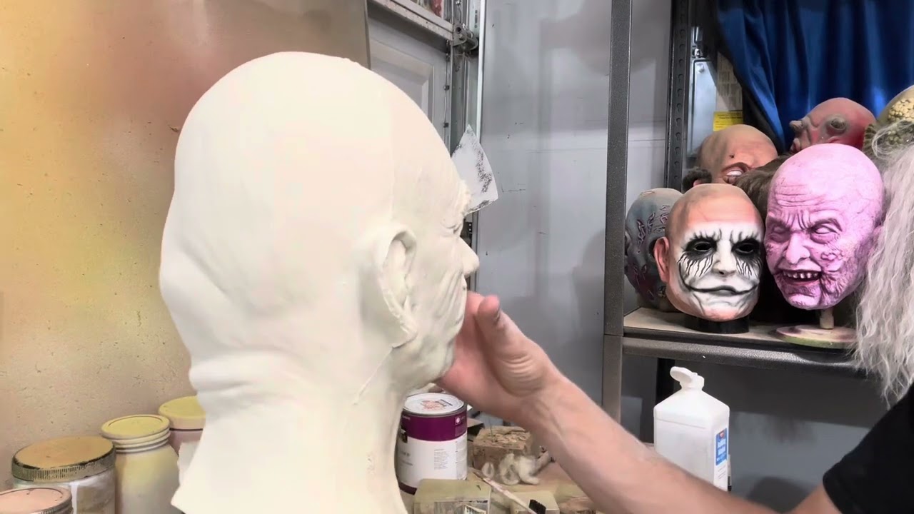 How to trim a seam line in a Halloween mask.