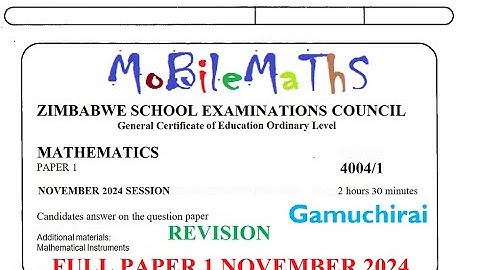 ZIMSEC - MATHS NOVEMBER 2024 : P1