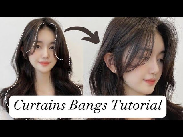 Korean Style Side Bangs Tutorial,How to Cut and Style Curtain Bangs Layers..!Hair Tutorial.. class=