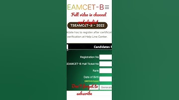 TS EAMCET 2022 bipc after verification candidate registration & password creation #tseamcet2022