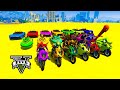 SPIDERMAN CARS MEGA Ramp Jump Challenge ! SUPERHERO HULK Monster Truck Trevor Friends Stunt - GTA V