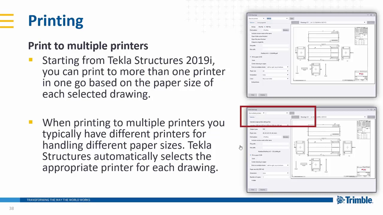Printing to multiple printers in Tekla Structures 2019i - YouTube