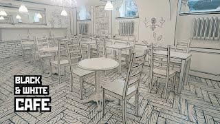 Black and White 2D Cafe. 