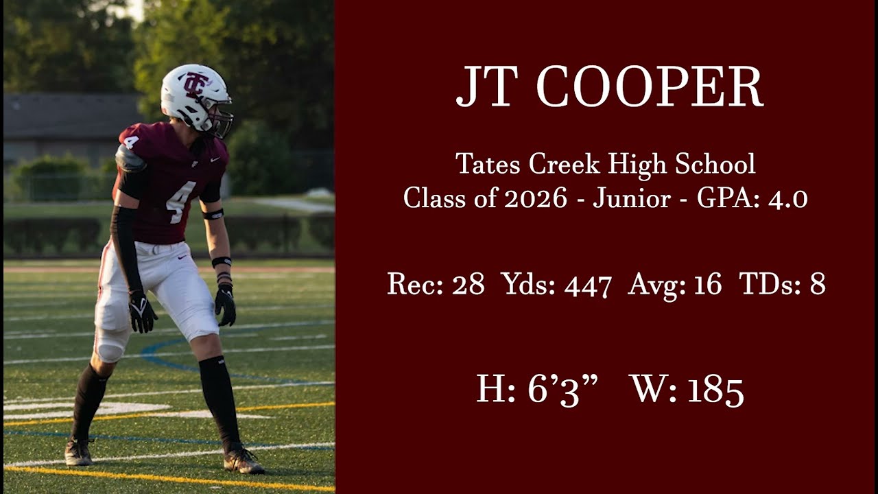 JT Cooper Junior Football Highlights - Tates Creek High School