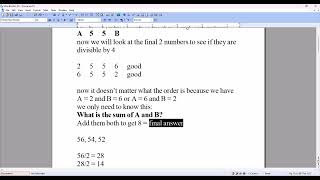 Math Olympiad Contest Problems for Elementary and Middle Schools # 125
The four-digit number A 5 5 B is divisible by 36. What is the sum of A and B?
Questions? Tips? Comments? Like me! Subscribe! Please visit my website if you are interested in movie reviews: www.thecineviewer.com Math Olympiad Contest Problems for Elementary and Middle Schools # 125