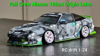 Mini RC drift 1/24 Nissan 180sx Origin Labo Fail Crew livery