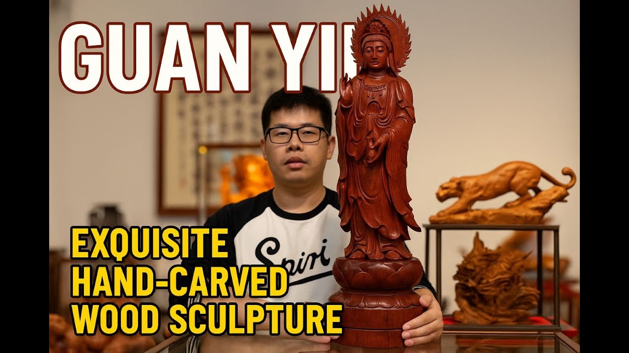 GUAN YIN | Exquisite Hand-Carved Wood Sculpture!​​ DIY Craft furniture