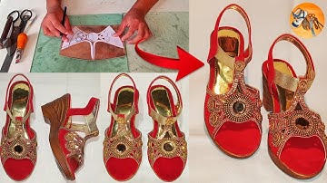 Making Wedge Heel Crystal Diamond  Handmade Sandal With Simple Tools | Sandal Making Process