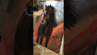 Holiday break is over. Back to painting. Acrylic paintings - horse portrait