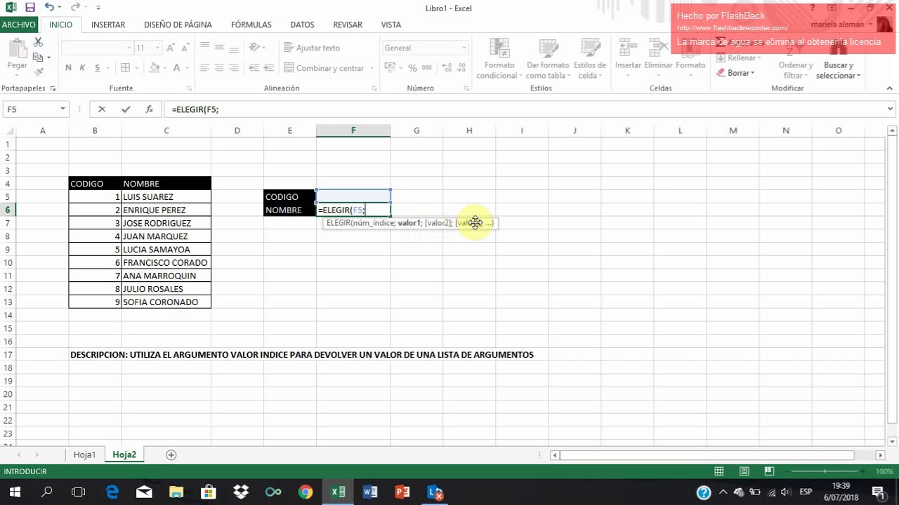 FUNCION ELEGIR EN EXCEL - YouTube