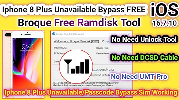 Iphone 8 Plus Unavailable/Passcode bypass done by Broque Ramdisk Tool | 2024