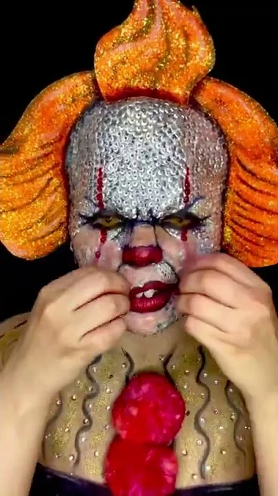 Pennywise IT Clown Rhinestone MAKEUP REMOVAL | Halloween Makeup | ASMR #shorts #sfxmakeupremoval