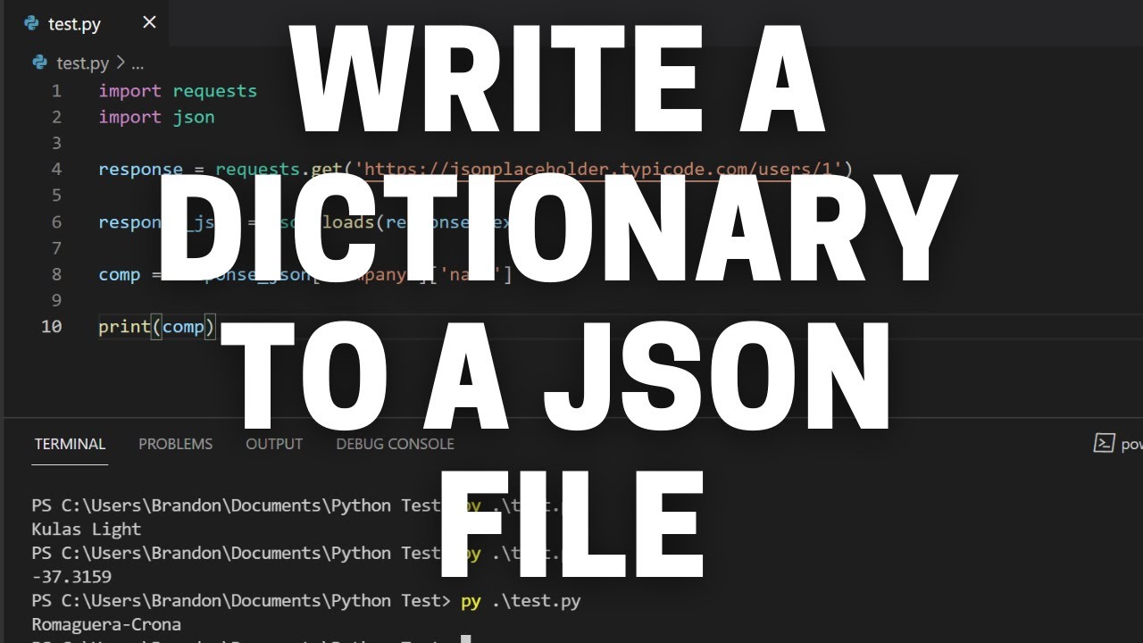 How To Write A Dictionary To A Json File In Python - Dictionary Object To Json