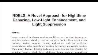 NDELS A Novel Approach for Nighttime Dehazing, Low Light Enhancement, and Light Suppression