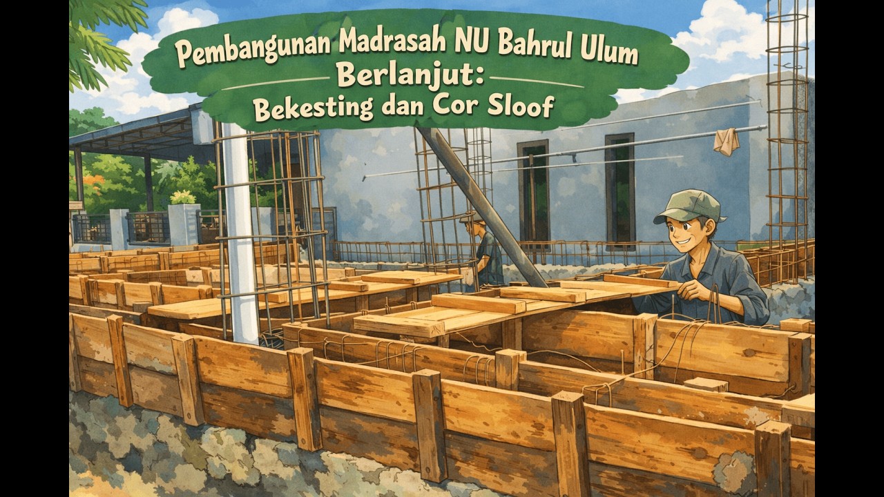 Pembangunan Madrasah NU Bahrul Ulum Berlanjut: Bekesting dan Cor Sloof