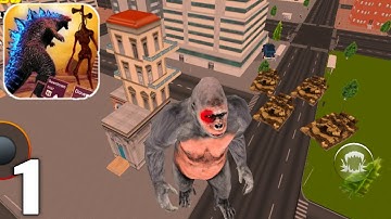 Monster Smash City - Godzilla vs Siren Head - Gameplay Walkthrough Part 1 All Levels (Android & iOS)