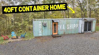 40ft TINY SHIPPING CONTAINER HOME w/ Hot Tub & Fire Pit! (Full Tour)